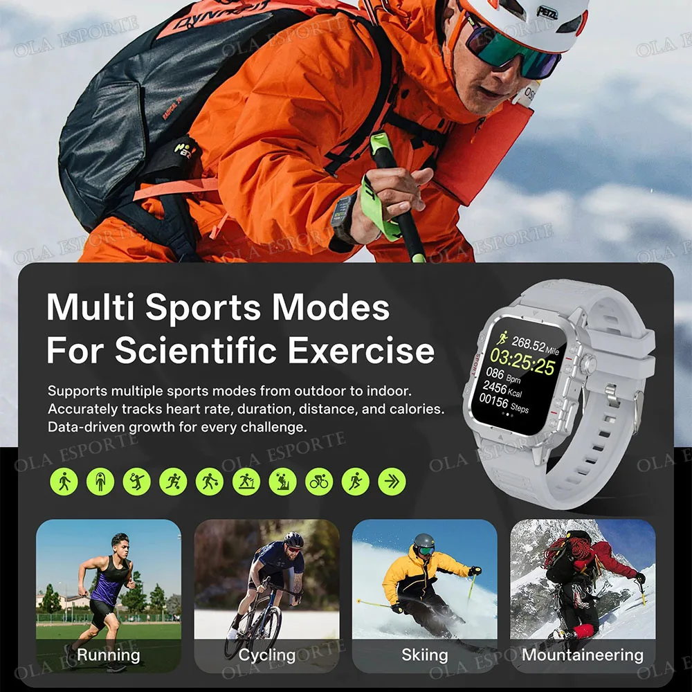 New Men's Smart Watch LED Flashlight Outdoor Sports Smart Watch Wristwatch Health Monitoring 1.44Inch Bluetooth Call Smart Watch - Image 6