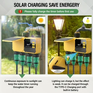4/2 Zone WiFi Water Timer Smart Irrigation Timer Water Valve Controller Solar Powered Smart Life App 2.4GHz Auto Watering Timer