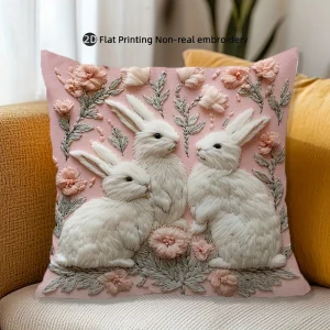 1PC Easter Bunny Floral Pattern Pillowcase ,Decorative sofa cushion cover, home decoration, 2D printing.