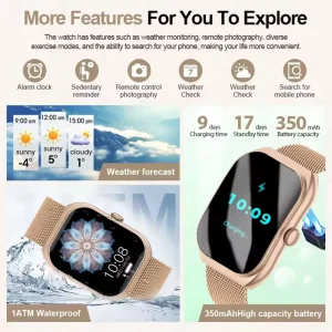 2026 New Bluetooth Call Smart Watch Women Customisable Dials Waterproof Sports Fitness Tracker Fashion Ladies' Smartwatch+Box