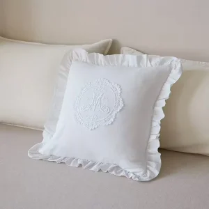 with Lotus Frill French Lace Pillow Cover Washed Material Comfortable Embroidered Cushion Cover Soft Pillow Shell Bedroom