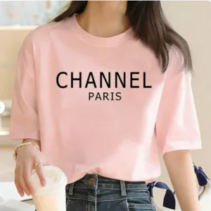 Luxury Brand Machine Washable Womens Casual Elegant Fashion CHANNEL Graphic T-shirt O-Neck Short Sleeve Top Women's Clothing