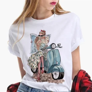 Paris Girl Europe and America Fashion Loose Ins White Short-sleeved T-shirt Woman Graphic T Shirts Harajuku Women Clothes