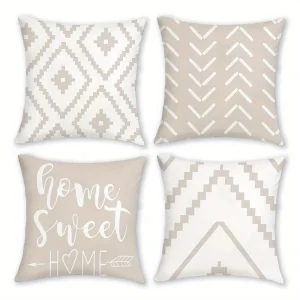 1/4pcs Four Stylish Pillowcases with Unique Patterns and Home Sweet Home Design Sofa cushion cover home bedroom room decoration