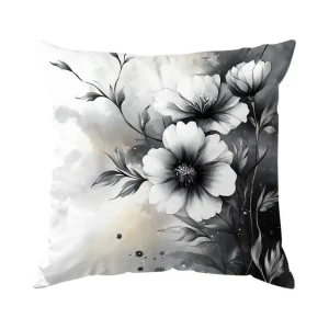 Home Decor Black & White Floral Patterned Cushion Covers Pattern Cushion Cover Suitable for Sofa Bedroom Car Pillow Cover