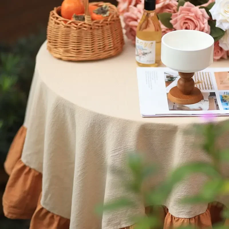 100% Cotton Round Table Cloth Washable Vintage Ruffle Tablecloth For Wedding Party Dining Banquet Decor Living Room Table Cloth - Image 6