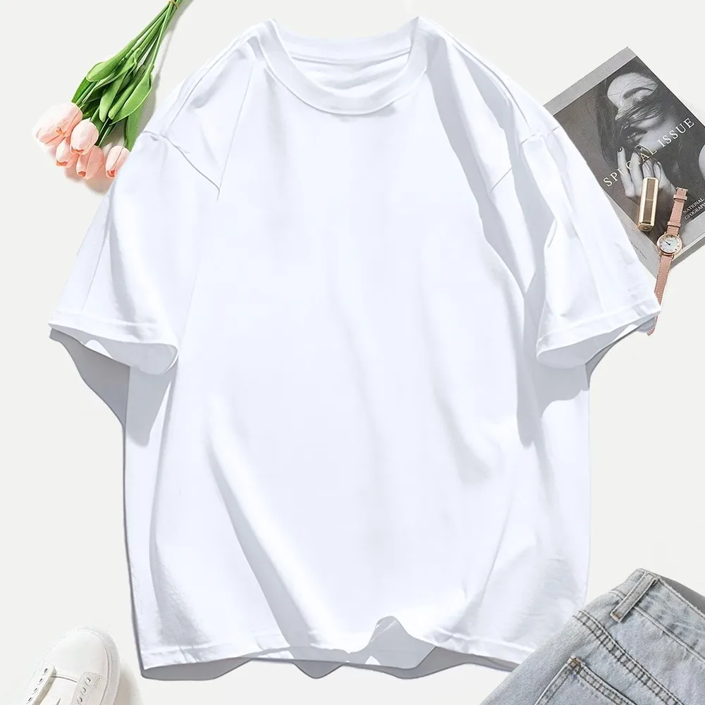 Y2K Woman 100% Cotton T Shirts Solid Color Casual T-Shirt O-Neck Summer Tops For Women Fashion Oversized Female Sportswear - Image 11