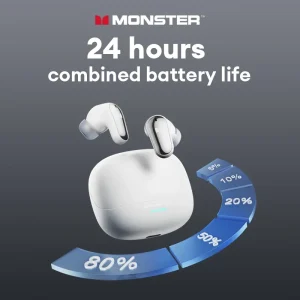New Monster MQT52 Wireless Bluetooth 5.4 Earphones 24H Long Battery Life Headphones Low Game Latency Immersive Listening Headset