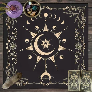 1pc Tarot card tablecloth, mysterious wizard astrology decoration butterfly flower table mat, card game decoration tablecloth