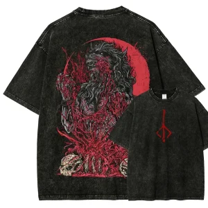 New Top Fashion Action Role-playing GameBlood Borne Peripherals Print T-shirt Vintage Washed Men Women Cotton Loose Oversize Tee