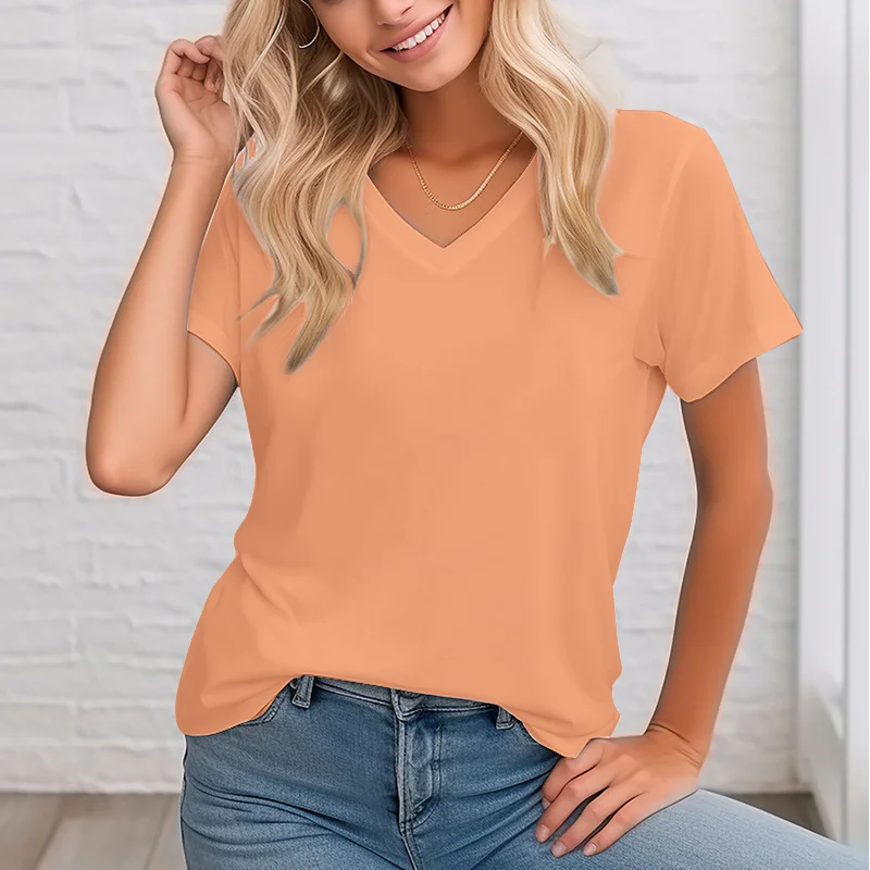 Women's short-sleeved T-shirt solid color design summer tops soft texture comfortable breathable personality daily wear - Image 8