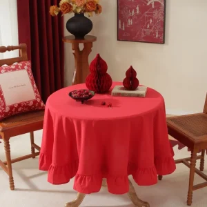 100% Cotton Round Table Cloth Washable Vintage Ruffle Tablecloth For Wedding Party Dining Banquet Decor Living Room Table Cloth