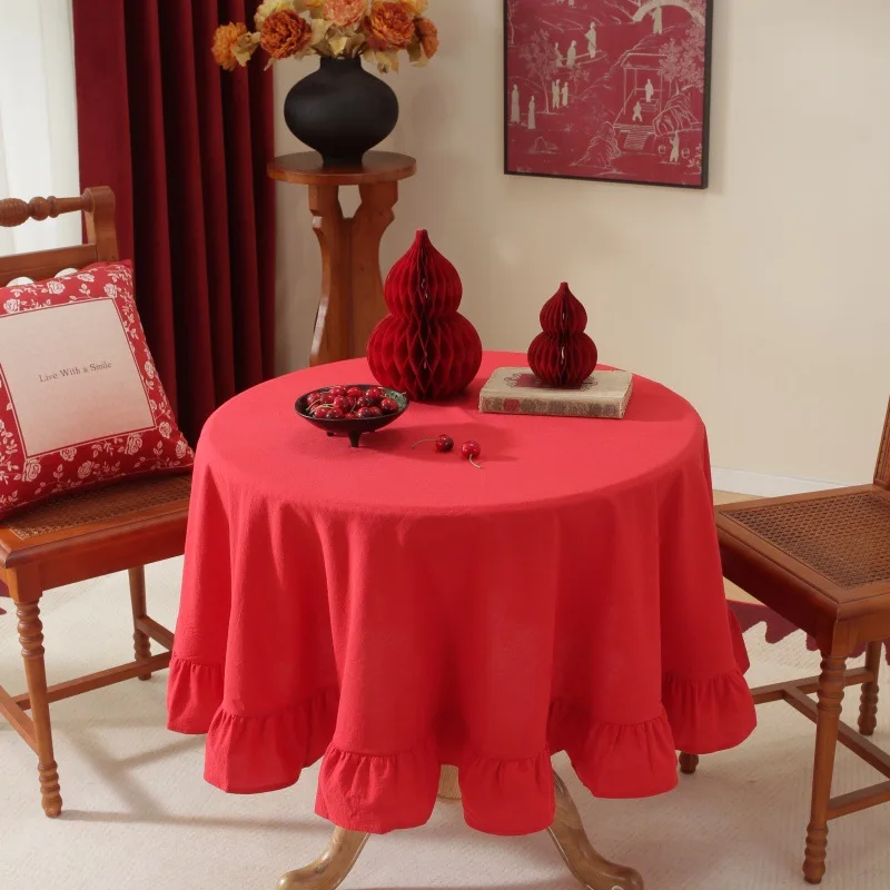 100% Cotton Round Table Cloth Washable Vintage Ruffle Tablecloth For Wedding Party Dining Banquet Decor Living Room Table Cloth - Image 11