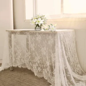 White Lace Tablecloth Vintage Embroidered Reception Table Cloth Decor Party Valentine's Day Tablecloth Rustic Wedding cover