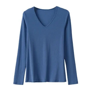 SuyaDream Women Knitted T Shirt Silk Viscose Blend Long Sleeves Solid Basic Cozy Tee 2026 Spring Summer Ribs Top Pink Blue