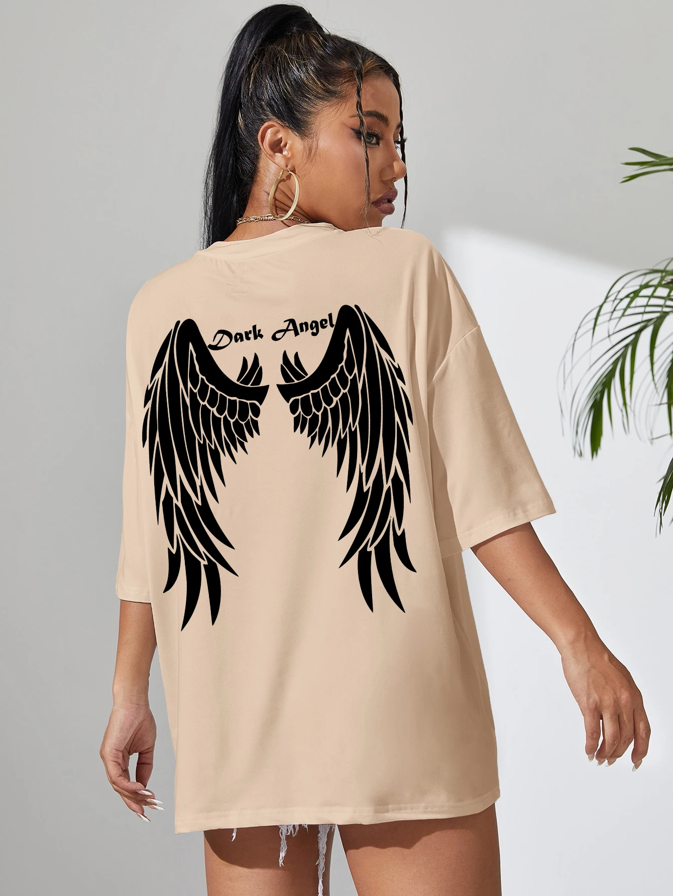 Dark Angel Wing Hot sale Graphic Printed T-Shirts For Women Loose Oversized Clothing Hip Hop Street Tshirt Cotton Short Sleeves - الصورة 8