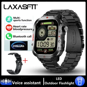 LAXASFIT 2024 New 1.71-inch Bluetooth Voice Call smartwatch Heart Rate Monitor LED Flashlight Outdoor Sports Fitness Smart Watch
