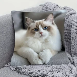 Vibrant Bohemian Style Short Plush Pillow Cover 45x45cm Charming Kitten Living Room Bedroom Decor
