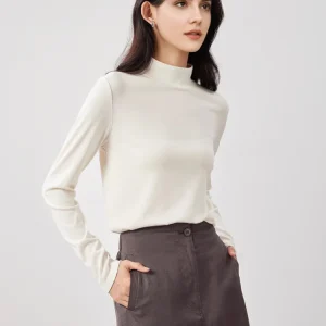 SuyaDream, Women Bottoming T Shirt, 28%Wool 37%Cotton, Long Sleeves, Solid Basic Thermal Shirt, 2025 Autumn Winter Top