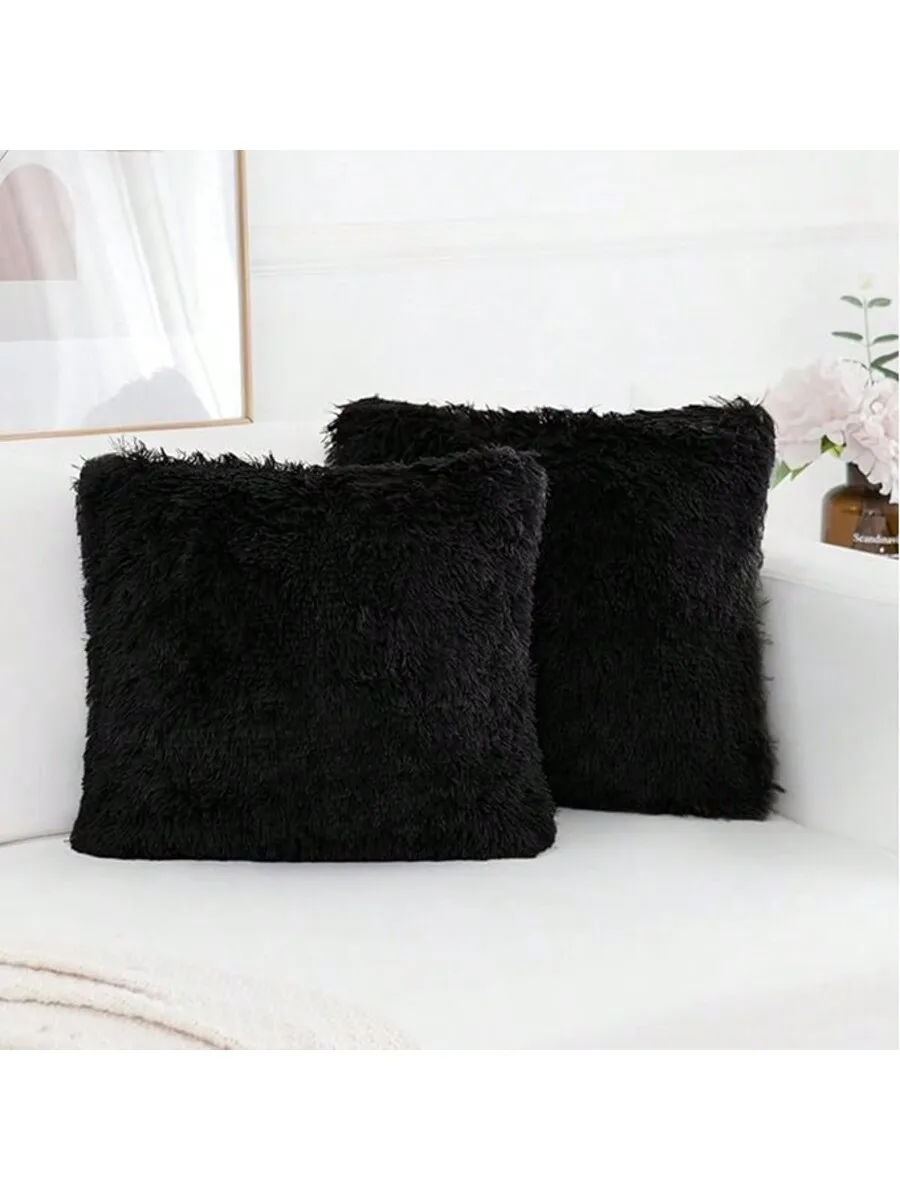 Pack of 2 Luxury Faux Fur Throw Pillow Cover Deluxe Decorative Plush Pillow Case Cushion Cover for Sofa Bedroom (no pillowcore) - Image 16
