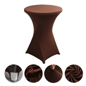 Creative Simple Style Solid Color Polyester Round Banquet Elastic Table Set Hotel Wedding Decoration Cocktail Bar Table Set