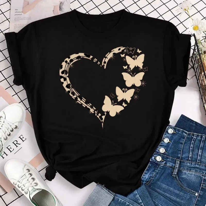 New Fashion Women T-shirt Colorful Butterfly Petal Print Short Sleeve and Round Neck Cute Graphic Tee Shirts Female Tops Clothin - Image 8