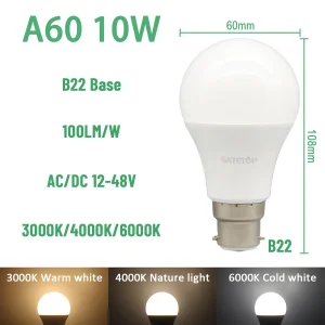 1-20pcs High lumen LED Bulb Lights  AC DC 12V 24V 36V 48V E27 B22 3W 5W 10W  for Home  Equivalent,Landscape Garden Yard Outdoor