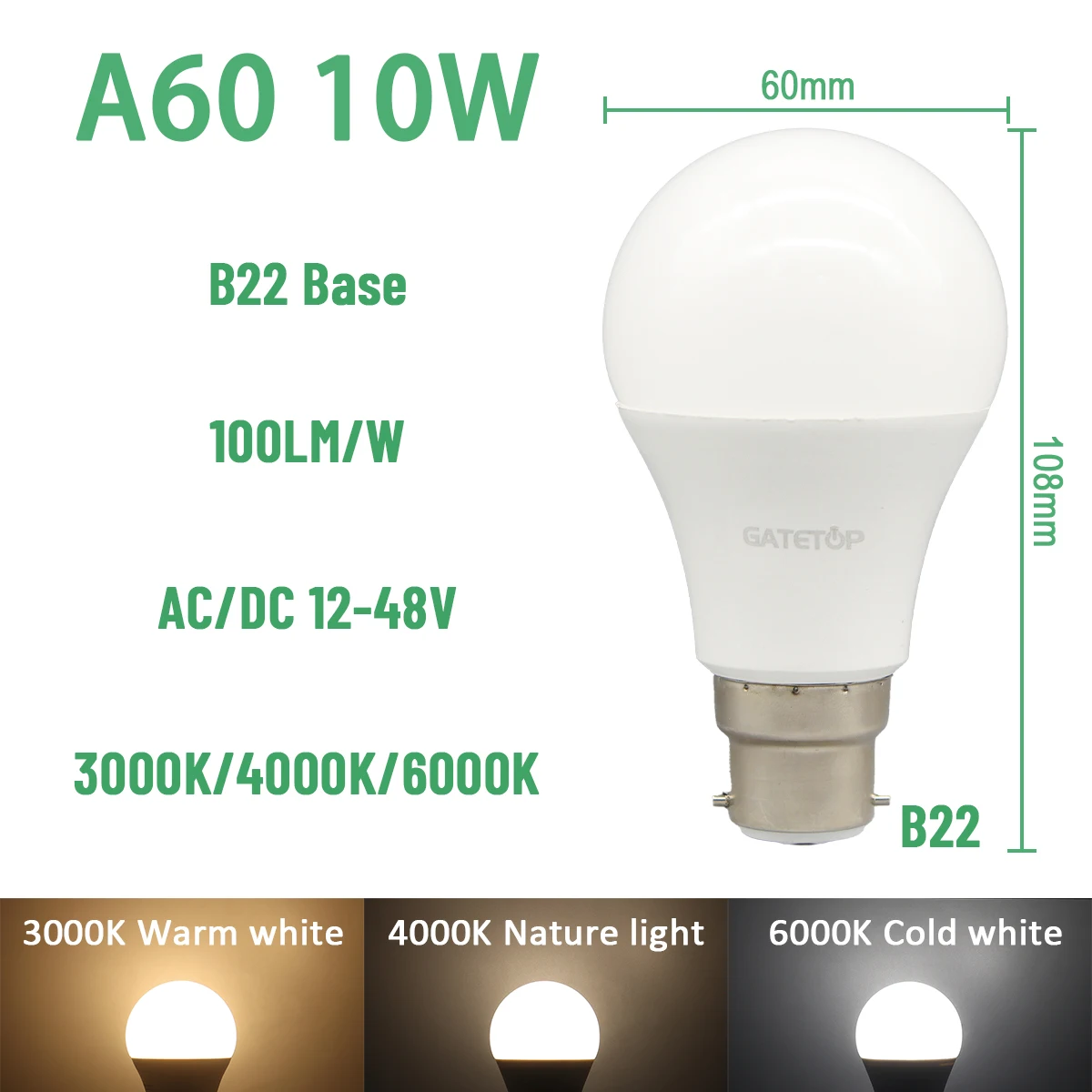 1-20pcs High lumen LED Bulb Lights AC DC 12V 24V 36V 48V E27 B22 3W 5W 10W for Home Equivalent,Landscape Garden Yard Outdoor - الصورة 12