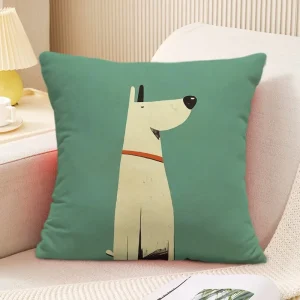 Cute Puppy Pattern Decorative Pillowcase Living Room Bedroom Square Cushion Pillowcase