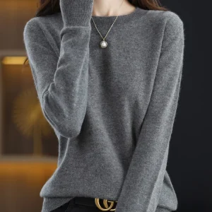 Women 100% Merino Wool Sweater O-Neck Long Sleeve Cashmere Knitwear Pullover Aliselect Fashion Autumn Winter Clothing Tops