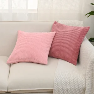 BUYNOW 1PC 4PCs/set Pink Corduroy Decor Couch Throw Pillow Covers Striped Cushion Cases Soft Boho Square Pillow Covers Home Sofa