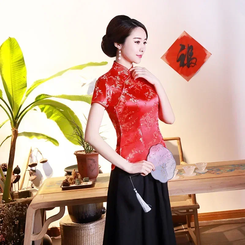 Elegant Ethnic Style Streetwear Cheongsam Qipao Tees Fashion Clothes Tshirts Vintage Shirts for Women Y2k Tops Women Clothing - الصورة 15