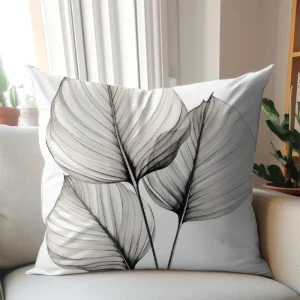 Minimalist Botanical Leaf Throw Pillow Covers - Neutral Tones Nature-Inspired Home Decor Set