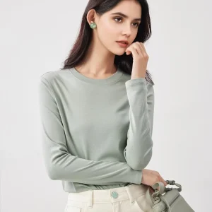 SuyaDream, Women Bottoming T Shirt, 28%Wool 37%Cotton, Long Sleeves, Solid Basic Thermal Shirt, 2025 Autumn Winter Top