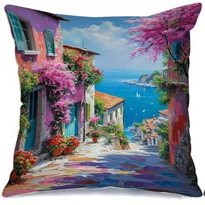 Home Decor Vibrant European Scenes Printed Pillow Covers Pattern Cushion Cover Suitable For Sofa Bedroom Car Pillow Cover