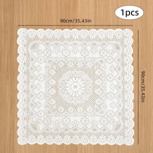 Square Lace Tablecloth White Flower retro European Embroidered Dinning table linen Cover wedding party garden home decoration