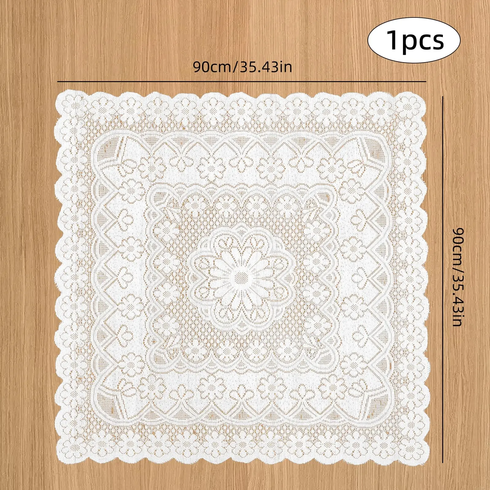 Square Lace Tablecloth White Flower retro European Embroidered Dinning table linen Cover wedding party garden home decoration - الصورة 6