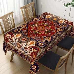 Persian Style Rectangle Tablecloth Holiday Party Decor Reusable Boho Geometric Printed Table Cloths Kitchen Dining Table Decor