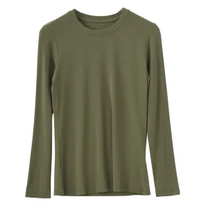 SuyaDream Women Knitted T Shirt Silk Viscose Blend Long Sleeves Solid Basic Cozy Tee 2026 Spring Summer Ribs Top Pink Blue