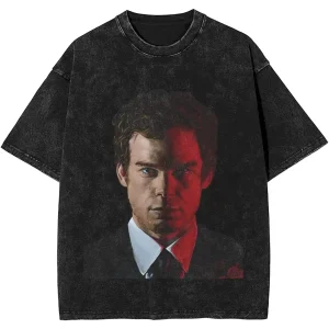 New Dexter Morgan Edition Middle Finger Retro Trendy Vintage Washed T-Shirt Summer Y2K Tops Cotton Men Women Tees Short Sleeve
