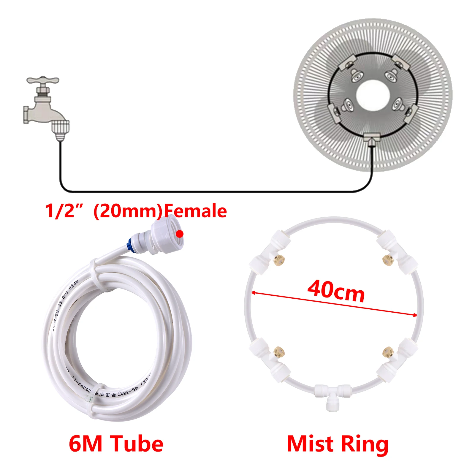 Outdoor Misting Cooling System 3/6/10m Garden Patio Terrace Balcony Drop Temperature Nebulizer DIY Fan Cooler Fog Sprayer - الصورة 12