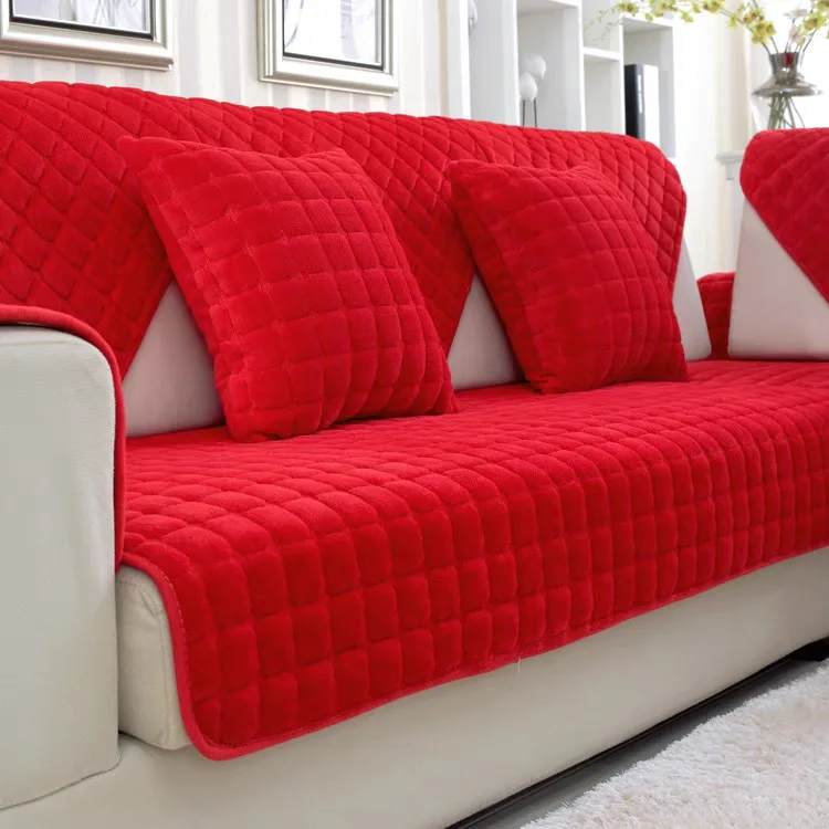 Flannel Sofa Cushion General Non-Slip Thickened Warm Living Room Sofa Backrest Cover Plush Plaid Seat Cushion Sofa Armrest Towel - الصورة 14