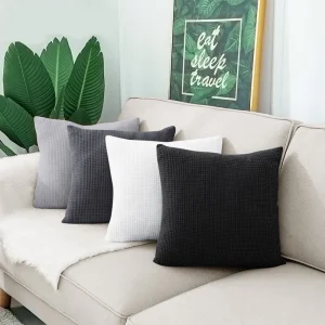 Waterproof Solid Color Jacquard Pillow Cover for Sofa Office Waist Cushion Cover Home Decorative Pillowcase Decoration 45x45