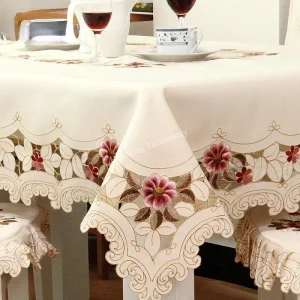 Table Cloth Table Cover Lace European Garden Elegant Embroidered Dining TableCloth Flower Peony Chair Cover Wedding Dust Cover