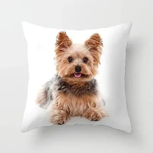 Cute Dog Print Pillowcase Bedroom Sofa Waist Cushion Cover Yorkshire Bichon Yorkshire Decoration Car Decorative Cushion