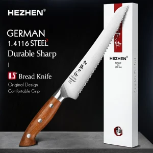 HEZHEN 1PC or 5PC Kitchen Knife Set 1.4116 steel Red Wood Handle Cook Tools Core Blade Kitchen Knife Accessories Box Packing