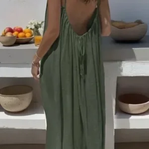 2026 Loose-Fit Spaghetti Strap Dress Women's Casual Homewear Summer Dress Solid-Color Vacation Cool Homewear