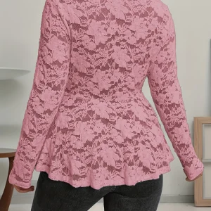 Elegant Fashionable Women's Long Sleeve Lace T-shirt Lady's Stylish Lace Top Comfortable Fit Casual Wear