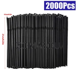 50-3000Pcs Multicolor Drinking Straws rietjes Milk Tea Bar Party Wedding Kitchen Home Accessories Beverage Black Straw Wholesale
