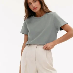 Bornladies Summer 100% Cotton Women's T-shirt Bottoming Basic Fashionable Solid Lady Short Sleeve Loose Tops Shirts 230g/㎡ Tops
